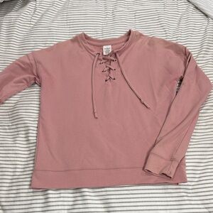 Dusty Rose Lace-Up Sweatshirt